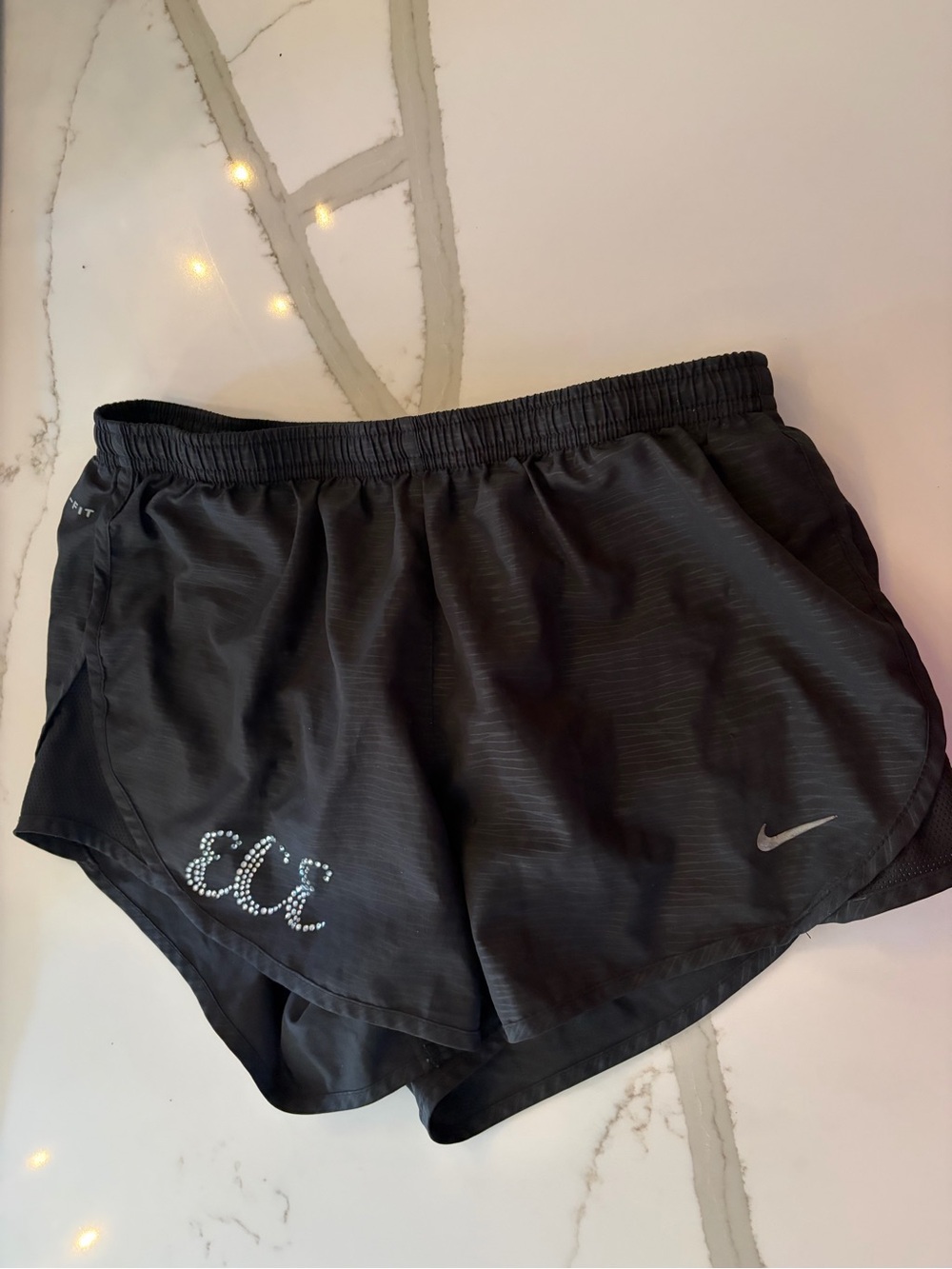 Nike Black Women's Athletic Shorts with Rhinestone 'ECE’ Detail women’s small